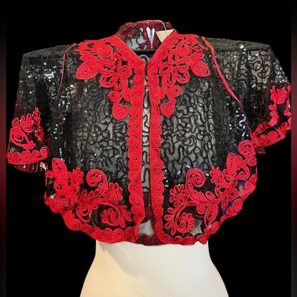 Tops - NWT Mesh Embroidered Sequins Top